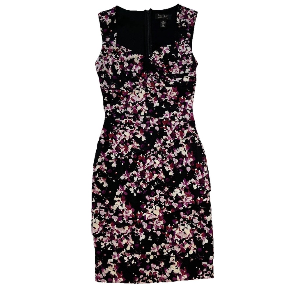 White House Black Market Women's Midi Dress Sz 00 Floral Easter Spring Tiered
